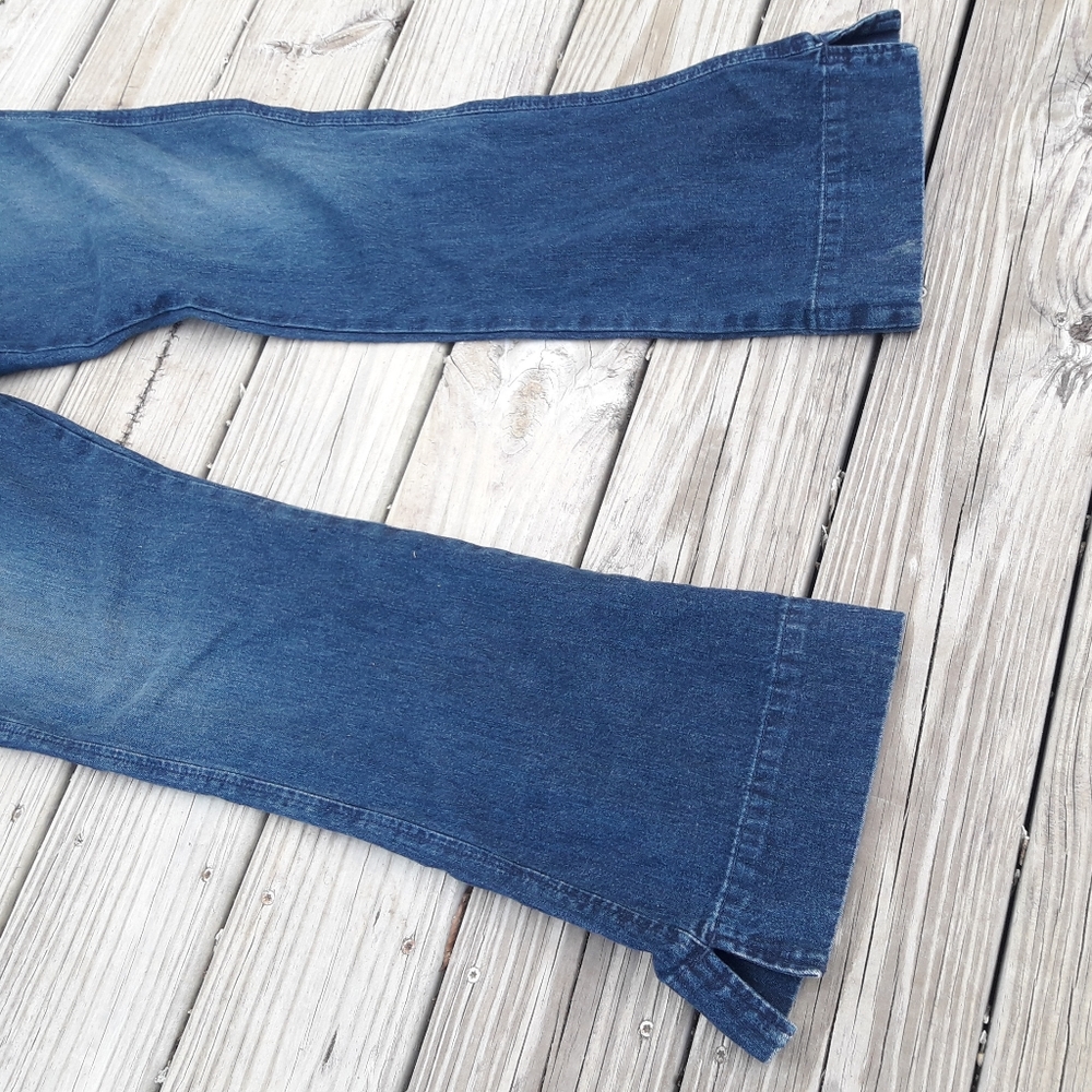 Vintage Bell Bottom Jeans Button Fly VTG 90s Cotton Denim Abercrombie & Fitch 6 - Picture 5 of 13